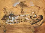 (Sleeping Boy) by Donald Friend, ink, watercolour, gouache on paper on board, offered Oct 2016