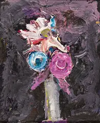 (Flower Piece ll) (circa 1965-1968) by Roger Kemp, 1965-1968, synthetic polymer paint on composition board, sold Oct 2016