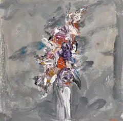 (Flower Piece l) (circa 1965-1968) by Roger Kemp, 1965-1968, synthetic polymer paint on composition board, sold Oct 2016