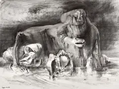 (Untitled) 1983 by James Gleeson, 1983, charcoal on paper, offered Oct 2016
