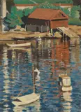 Herbert Badham, Boatshed, Sydney Harbour 1927, 1927, oil on canvas