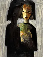 Charles Blackman, Tryst 1959, 1959, oil on composition board