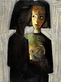 Tryst 1959 by Charles Blackman, 1959, oil on composition board, sold Aug 2016