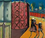 Schoolgirls by Gasometer 1953 by Charles Blackman, 1953, oil and enamel paint on composition board, offered Aug 2016