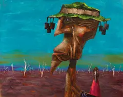 Albert Tucker, Explorer and Bird 1968, 1968, synthetic polymer paint on composition board
