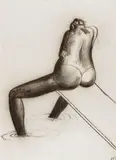 Arkie on the Diving Board 1981 by Brett Whiteley, 1981, charcoal on paper, sold Aug 2016