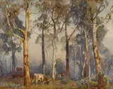 Autumn Morning Mist 1919 by Hans Heysen, 1919, watercolour on paper, sold Aug 2016