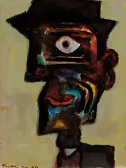 Albert Tucker, Head 1951, 1951, brush and ink, gouache on cardboard