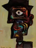 Albert Tucker, Head 1951, 1951, brush and ink, gouache on cardboard