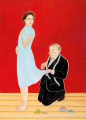 Me? Here? 2002 by Vivienne Shark Lewitt, 2002, oil on canvas, sold Aug 2016