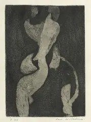 Standing Figure (1958) by Fred Williams, 1958, etching, foul biting, engraving and drypoint on Kent paper, 2nd state of 2, sold Jul 2016