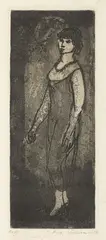 Usherette (1955-1956) by Fred Williams, 1955-1956, etching, aquatint and foul biting on Whatmans paper, 1st state of 3, offered Jul 2016