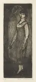 Fred Williams, Usherette (1955-1956), 1955-1956, etching, aquatint and foul biting on Whatmans paper, 1st state of 3