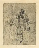 Fred Williams, Performer with Top Hat (1955-1956), 1955-1956, etching and foul biting on cream Ingres paper, 2nd state of 2