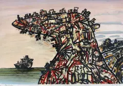 Peninsular 1991 by Jan Senbergs, 1991, pastel, oil and wash on paper, sold Jul 2016
