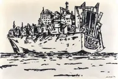 Ship 1979 by Jan Senbergs, 1979, pastel on paper, sold Jul 2016