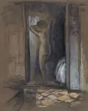 William Robinson, Nude in Doorway, Birkdale (1972), 1972, pastel and gouache on paper