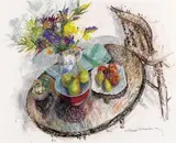 William Robinson, Masons Jug with Fruit and Flowers 2011, 2011, pastel on paper