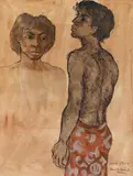 Studies of Budal by Donald Friend, ink and watercolour on paper on board, sold Jul 2016
