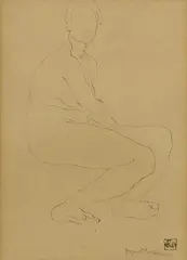 Rupert Bunny, (Seated Nude), ink on paper