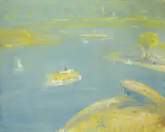 Lloyd Rees, The Morning Ferry 1981, 1981, oil on canvas