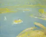 Lloyd Rees, The Morning Ferry 1981, 1981, oil on canvas
