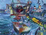 John Perceval, Tug Boat in the Floating Dock (Williamstown) 1968, 1968, oil on canvas