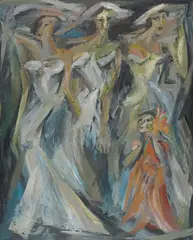Jon Molvig, The Bridesmaids 1956, 1956, oil on composition board