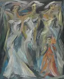 Jon Molvig, The Bridesmaids 1956, 1956, oil on composition board