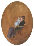 Tom Roberts, Annie Springthorpe and Enid Springthorpe (1891), 1891, oil on wood panel