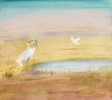 Landscape with Figure and Bird (circa 1963) by Arthur Boyd, 1963, oil and tempera on composition board, sold May 2016