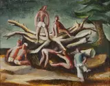 Donald Friend, Soldiers Making a Bonfire (circa 1942)