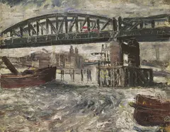 Temporary Bridge over Thames (1936) by William Dobell, 1936, oil on canvas on board, sold May 2016