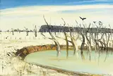 Wimmera Dam (circa 1978) by Arthur Boyd, 1978, oil on composition board, sold May 2016