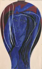 Preliminary Idea for Very Large Plum and Ultramarine Vase or Pot 1976 by Brett Whiteley, 1976, oil on paper on card, sold May 2016