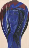 Preliminary Idea for Very Large Plum and Ultramarine Vase or Pot 1976 by Brett Whiteley, 1976, oil on paper on card, sold May 2016