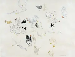 William Robinson, Farmyard 1981, 1981, ink and watercolour on paper