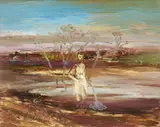 The Questioning (1966) by Sidney Nolan, 1966, oil on composition board, sold May 2016
