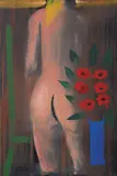 Nude with Red Flowers by Charles Blackman, oil on paper on board, sold May 2016