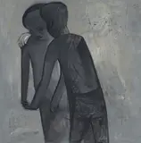 The Lovers (1962) by Charles Blackman, 1962, oil on paper on board, sold May 2016