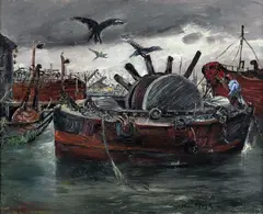 Arthur Boyd, Cable Layer (1959), 1959, oil on canvas on composition board