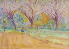 John Russell, Cagnes, April, Cherry Blossom 1920, 1920, watercolour over pencil on paper