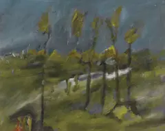 Dusk at Dimboola by Sidney Nolan, enamel paint on canvas on board, sold May 2016