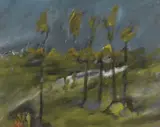Dusk at Dimboola by Sidney Nolan, enamel paint on canvas on board, sold May 2016