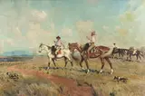 Percy Spence, Stockmen Mustering Sheep, oil on canvas