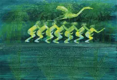New Guinea Dance (1972) by Sidney Nolan, 1972, oil on paper on board, sold May 2016