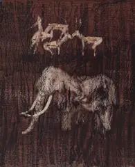 Elephants (1967) by Sidney Nolan, 1967, oil on paper on board, sold May 2016