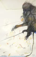 Monkey Looking at Numbers Passing By 1990 by John Olsen, 1990, pastel on paper, sold May 2016
