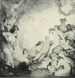 Adolescence 1923 by Norman Lindsay, 1923, etching, engraving, stipple and roulette on paper, sold Apr 2016