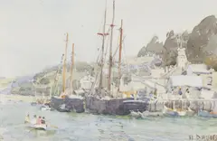 Looe Estuary (circa 1935) by David Davies, 1935, watercolour on paper, sold Apr 2016